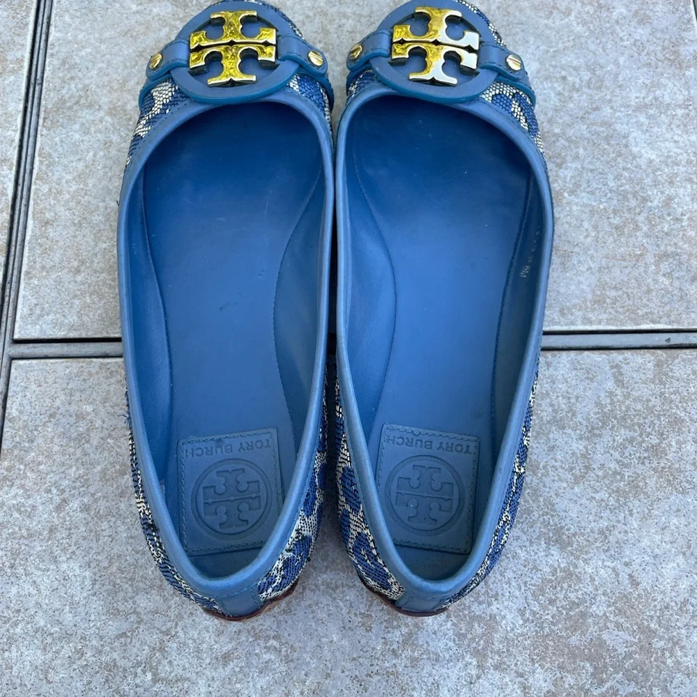 Tory Burch Aden Ballet- Leopard Gold Logo